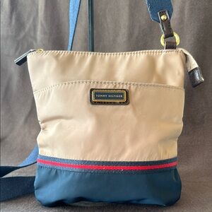 Tommy Hilfiger Beige and Navy Crossbody Bag